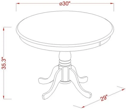 Miniatura 5 de East West Furniture EDBU5-MAH-W - Juego de encimera de cocina de 5 piezas, incluye una mesa de comedor redonda con pedestal y 4 sillas de comedor