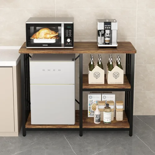 Miniatura 4 de Estante de cocina para panadería de 4 niveles, mini mesa de soporte para horno de microondas y nevera, mesa de café de 5 niveles, soporte