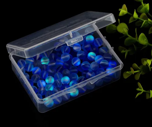 Miniatura 4 de Cuentas de cristal Aurora mate, color azul, 100 unidades de 0.315 pulgadas (0.315 in) con purpurina flash de sirena brillante, cuentas redondas