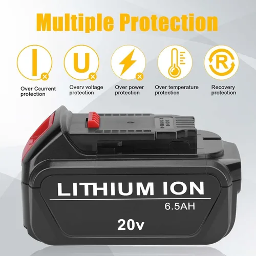 Miniatura 6 de Batería de repuesto de 20 V para Dewalt 20 V Max DCB201 DCB200 DCB204 DCB206 DCB203, compatible con batería y herramientas Dewalt de 20 V, 6500 mAh