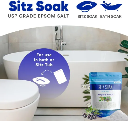 Miniatura 2 de Baño de asiento de sal para hemorroides con aceite esencial de Juniper y Niaouli con vitamina C, para ayudar a aliviar las hemorroides naturalmente