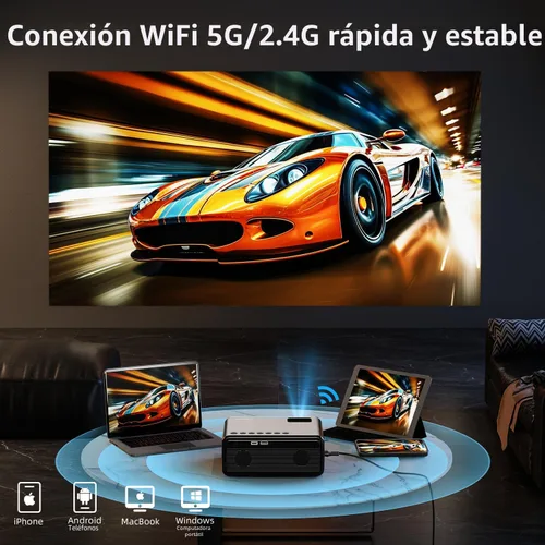 Miniatura 3 de FUDONI Proyector con WiFi y Bluetooth 4K compatible, proyectores de películas para exteriores mejorados de 18000L para exteriores Native 1080P FHD