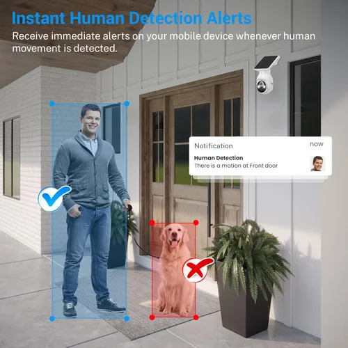 Miniatura 3 de Cámara de seguridad de 1080p inalámbrica con panel solar, detección humana AI, audio de 2 vías, visión nocturna a color, solo WiFi de 2.4G