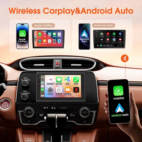 Miniatura 2 de Haudio Estéreo de coche de doble DIN, pantalla táctil HD de 7 pulgadas con Apple Carplay inalámbrico y Android Auto, Mirror Link, Bluetooth 5.4