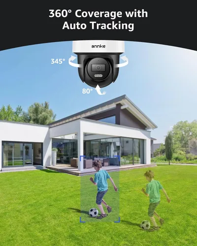 Miniatura 2 de ANNKE Cámara PoE 4K PT, audio de 2 vías, cámara de seguridad IP de inclinación de 345° de 80° para exteriores, seguimiento automático Lite