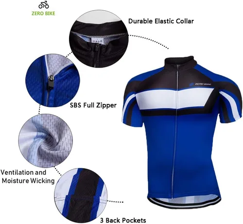 Miniatura 2 de ZEROBIKE Conjunto de camiseta de ciclismo de manga corta para hombre, transpirable, de secado rápido, acolchado, 3D, ropa de bicicleta MTB