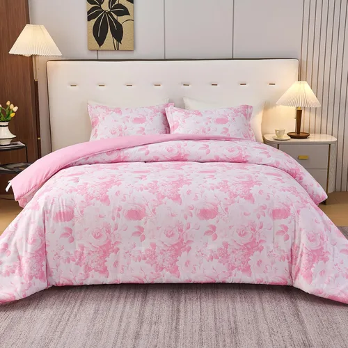 Miniatura 25 de Koniroom Juego de Edredón Twin - Juego de Edredón Floral Reversible Tamaño Twin, 2 Piezas Bonito Juego de Cama Twin de Flores y Plantas para Todas