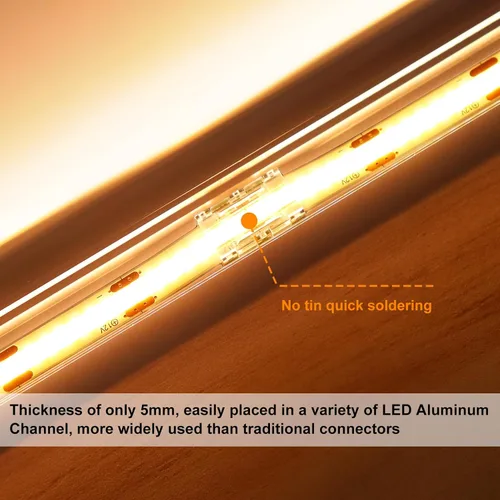 Miniatura 6 de LightingWill Conectores LED de 2 pines de 0.315 in, 10 unidades, conector de tira a cable, transparente, sin soldadura, conector de luz de cinta