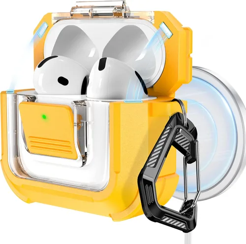 Miniatura 18 de RFUNGUANGO Funda para AirPods Pro 2, compatible con AirPods Pro de 2ª/1ª generación, compatible con MagSafe, bloqueo automático magnético con kit