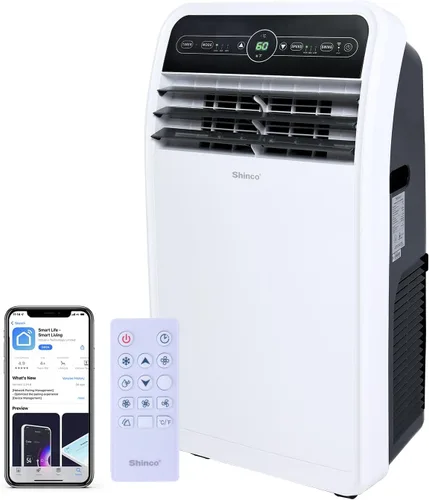 Shinco - Aire acondicionado portátil de 12,000 BTU con WiFi, unidad de aire acondicionado portátil con enfriamiento incorporado, ventilador y