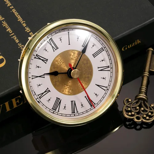 Miniatura 4 de Hicarer 3-1/8 Inch (3.150 in) Inserto de reloj de cuarzo, borde dorado, segunda mano roja, número romano, movimiento de cuarzo