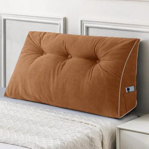 Miniatura 32 de Sasttie - Almohada de cabecero completa, almohada de cuña para cabecero para sentarse en la cama, cojín triangular de apoyo para la espalda