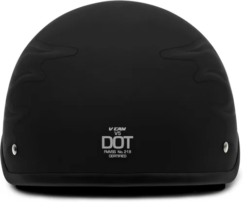 Miniatura 4 de VCAN Cruiser - Casco de motocicleta sólido, cobertura de media cara Llama Negra Plana