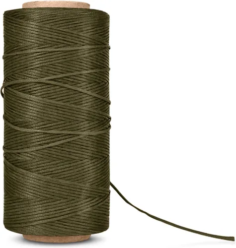 Flexzion Hilo encerado, 284 yardas (853.0 ft), hilo de cera de poliéster 150D de 0.031 in para costura de cuero, encuadernación, costura,