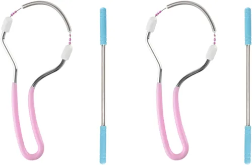 Paquete de 4 depiladoras faciales para mujeres, removedor de vello facial con mango, depiladora de primavera para hombres, herramienta de belleza