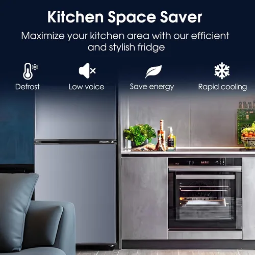 Miniatura 2 de Anypro Refrigerador de 2.9 pies cúbicos con congelador, refrigerador de doble puerta con control de temperatura de 7 niveles, luz LED, estantes
