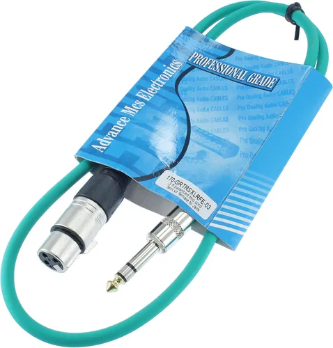 Cable de conexión de audio profesional XLR hembra TRS de 1/4 pulgadas a 3 pines equilibrado y blindado (3 pies de largo, verde)