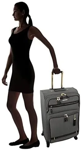 Miniatura 5 de Steve Madden Designer Luggage Collection Maleta ligera expandible de 24 pulgadas Bolsa a cuadros con ruedas giratorias de tamaño mediano, Peek A