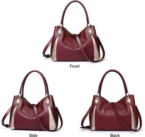 Miniatura 5 de Bolso de mano de cuero genuino para mujer, bolso de hombro con asa superior