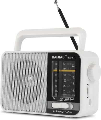 Miniatura 8 de Radio transistor AM/FM portátil con altavoz, alimentada por batería o USB - Radio compacta de emergencia para interior, exterior, viajes y tormentas