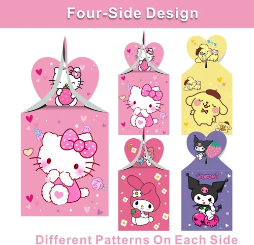 Miniatura 2 de ARHAVI 12 cajas de regalo para fiesta de cumpleaños de niños, Kuromi y mi melodía, Keroppi, pompompurina, Badtz, suministros de decoración de fiesta