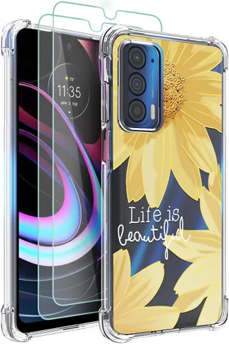 Miniatura 14 de Osophter Funda para Moto Edge 2021, Moto Edge 5G UW, transparente, esquinas reforzadas con flores, TPU para absorción de golpes, flexible