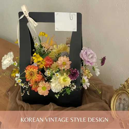 Miniatura 3 de BBJ WRAPS Bolsas de regalo de papel artesanal para ramo de flores, ramo de floristería, bolsa de embalaje con asa, 5 unidades (negro)