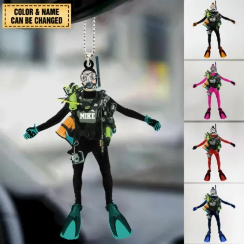 Miniatura 3 de Adorno acrílico personalizado de buceo, regalo para amantes del buceo, adorno de buceo personalizado, adorno de buceo, regalos de buceo, regalos