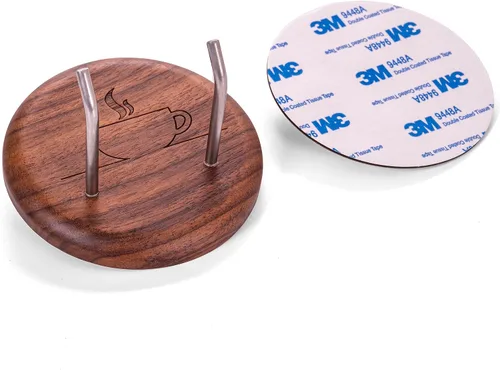 Miniatura 3 de Soporte para portafiltros montado en la pared, estante de pared de nogal, organizador de estación de espresso premium, accesorios para máquina