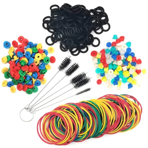 Miniatura 8 de 400 bandas de goma y pezones de ojales, 200 pezones de ojales y 200 bandas de goma elásticas, ojales elásticos para piezas de máquina Negro