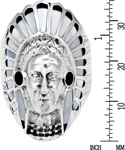 Miniatura 4 de Anillo de plata de ley 925 de AeraVida Nativo Americano y Onyx Negro de Imitación