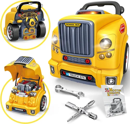 MOBIUS Toys Juego de motor de juguete - Gran camión mecánico de construcción y reparación con luces, sonidos y herramientas - Modelo de motor