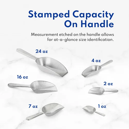 Miniatura 5 de New Star Foodservice 34622 Cuchara de utilidad de fondo plano de aluminio fundido, 1 oz, tamaño extra pequeño, plateado (solo lavado a mano)