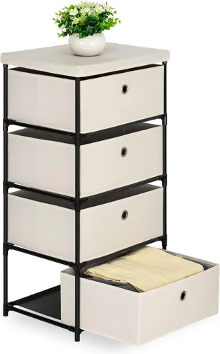 Miniatura 4 de HAITRAL Cajonera de tela, organizador de cajones para ropa - Unidad organizadora de almacenamiento de 4 cajones para armario, cómoda de armario