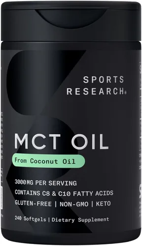 Miniatura 9 de Sports Research Cápsulas de aceite MCT derivadas de aceite de coco, combustible Keto para el cerebro y el cuerpo, alta potencia 3000 mg Derivado