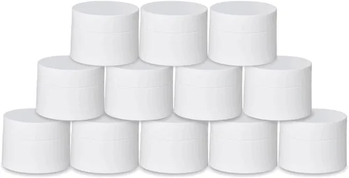 Recipientes de plástico blanco para loción con forros interiores y tapas de cúpula para cosméticos de maquillaje, cremas, lociones, almacenamiento