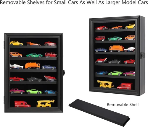 Miniatura 2 de Vitrina de autos de juguete a escala 1/64, vitrina de exhibición de coche fundido a presión, modelo de montaje en pared, gabinete de almacenamiento