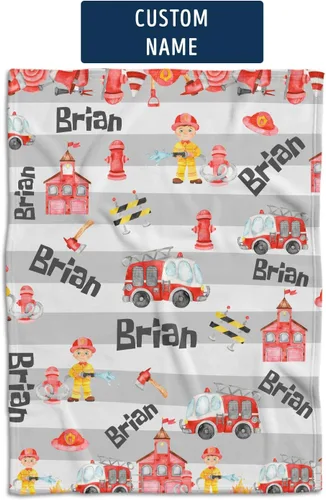Miniatura 4 de Manta de bombero, mantas de bebé de camión de bomberos, mantas de bebé personalizadas para niños, mantas de bebé personalizadas con nombre, manta