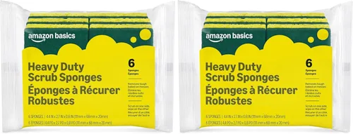 Miniatura 6 de Amazon Basics Esponjas de doble cara resistentes, reutilizables, 4.4 x 2.7 x 0.8 pulgadas, amarillo/verde, paquete de 6