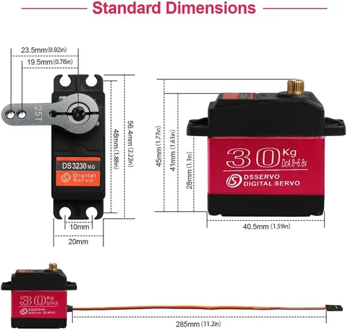 Miniatura 4 de 66.1 lbs Digital servo alto torque completo metal engranaje impermeable, adecuado para coche de control remoto modelo RC con un ángulo de control