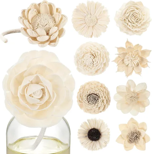 Miniatura 9 de Waydress 15 Piezas Difusor Flores Sola Mixtas Material Natural Aromaterapia Varillas Flores de Madera Decorativas Aromaterapia Colocación de Flores