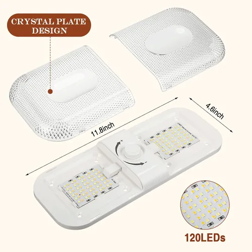 Miniatura 4 de Retisee 10 luces interiores de caravana de 1700 lúmenes, 3 colores de 12 V, luces LED de cúpula de techo con encendido/apagado para cámper