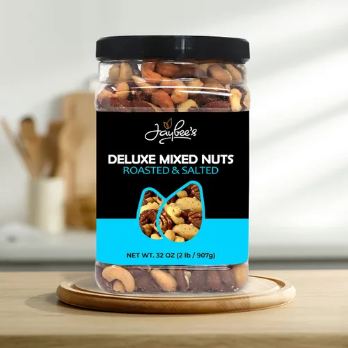 Miniatura 5 de Mixed Nuts Deluxe – Tostado y salado Recipiente reutilizable de 32 onzas Mezcla de aperitivos gourmet saludable con anacardos, almendras, nueces