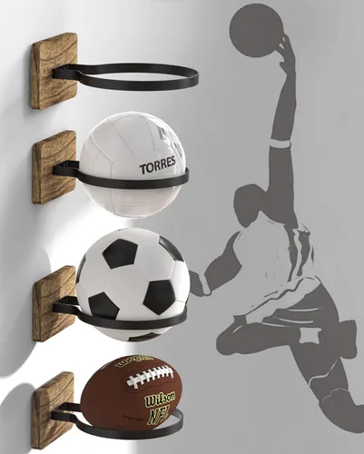 Miniatura 9 de Soporte de Pared para Baloncesto, Organizador de Exhibición y Almacenamiento de Pelotas para Baloncesto, Fútbol, Fútbol Americano, Voleibol