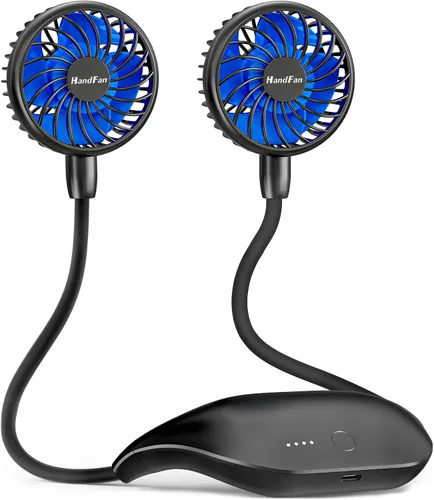 HandFan Ventilador de cuello portátil de 10000 mAh recargable, 48 horas de larga duración, ventiladores de collar manos libres, ventilador de