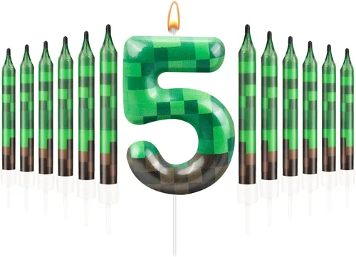 Miniatura 63 de 13 piezas de velas temáticas de coches de carreras para cumpleaños en negro y blanco con número de carrera 1 a cuadros, velas para tarta de coche