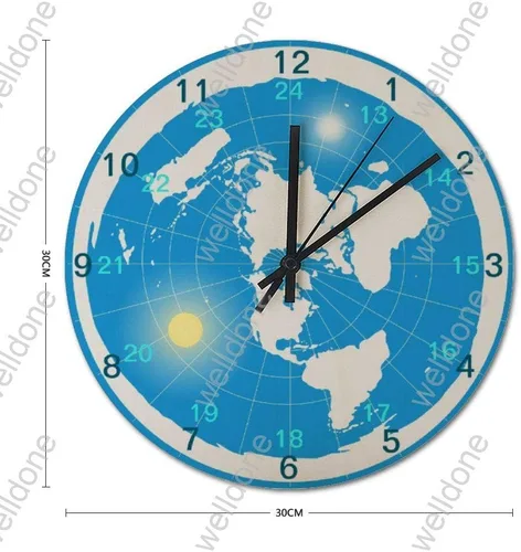 Miniatura 2 de yyone Reloj de pared decorativo de madera con batería silencioso y preciso para oficina, sala de estar, dormitorio, 10 pulgadas, tierra plana
