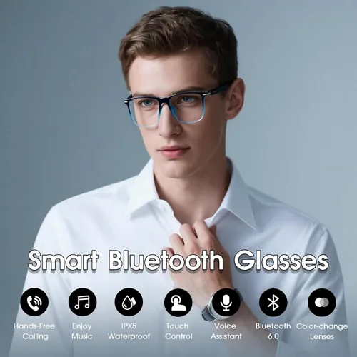 Miniatura 2 de Gafas inteligentes Bluetooth para hombres y mujeres, asistente de voz e impermeabilidad IPX5, lentes inteligentes fotocromáticos con altavoces