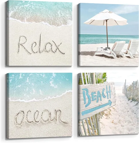 the stream design Lienzo decorativo para pared de playa oceánica: imagen costera impresión de paisaje marino de verano, obra de arte relajante para