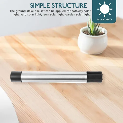 Miniatura 3 de OSALADI Estacas de repuesto de varilla hueca de acero inoxidable para luces solares, 3 piezas, conector de junta de estaca para jardín, camino